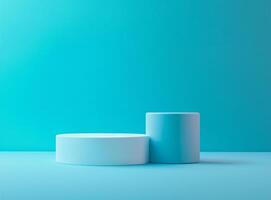 Two white round objects on a blue background photo