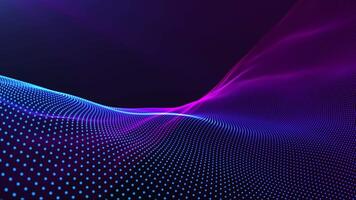 Abstract wavy motion. Blurred gradient waves. Purple glowing energy bright particles light lines and waves background. 4k, loop, 60 fps. video
