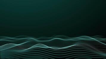 Glowing green wave. Abstract green background. Moving flow green color particles flashing micro space background, animation neon crystals wave. 3D vibrant sound hi-tech motion design. 4K, 60 fps. video