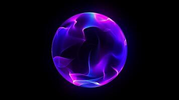 Sphere made of particles. Abstract orb. Blue sphere with connecting dots and lines. Wireframe technology sphere. Big data visualization. 3d rendering. Seamless looping 4k video