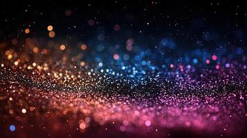 Colorful bokeh lights creating a stunning abstract background with a rich blend of colors. photo