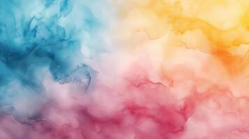 Colorful abstract background with swirling patterns in blue, yellow, and pink hues, perfect for design projects. photo