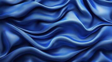 Elegant blue satin fabric with smooth, flowing texture ideal for background or design elements. photo