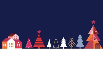 Minimalist Christmas Scene with Trees and Home vector