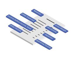 isometric financial statements which is balance sheet, income statement vector