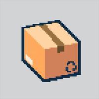 Cardboard Box pixelated for the pixel art game and icon for website and game. old school retro. vector