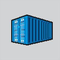 Shipping Box Container pixelated for the pixel art game and icon for website and game. old school retro. vector