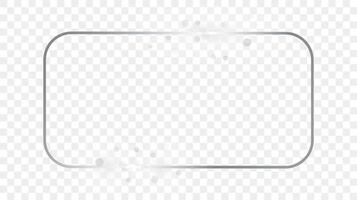 Silver glowing rounded rectangular frame with sparkles vector
