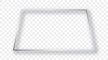 Silver glowing trapezoid shape frame with shadow vector