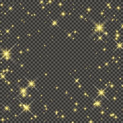 Gold glittering dust on a gray background. Dust with gold glitter effect and empty space for your text. illustration