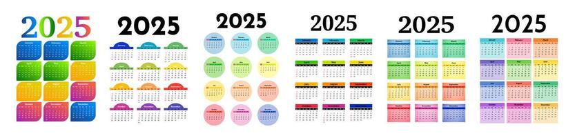 Calendar for 2025 isolated on a white background vector
