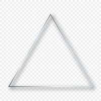 Silver glowing triangle frame with shadow vector