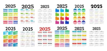 Calendar for 2025 isolated on a white background vector