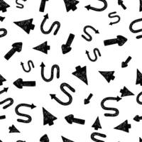 Seamless pattern with black hand drawn arrows vector
