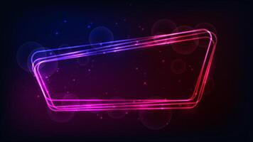Neon rounded frame with shining effects and sparkles vector