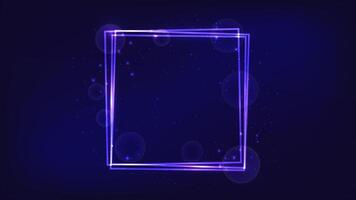Neon square frame with shining effects and sparkles vector