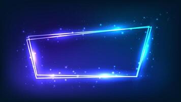 Neon double frame with shining effects vector