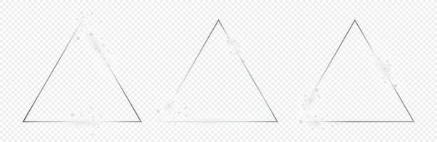 Silver glowing triangle frame vector