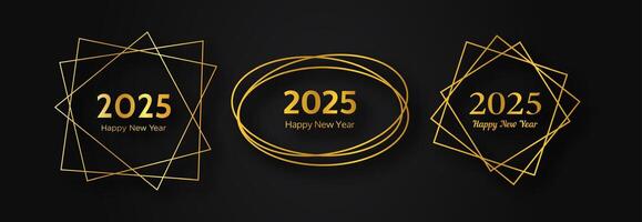 2025 Happy New Year gold geometric polygonal background vector