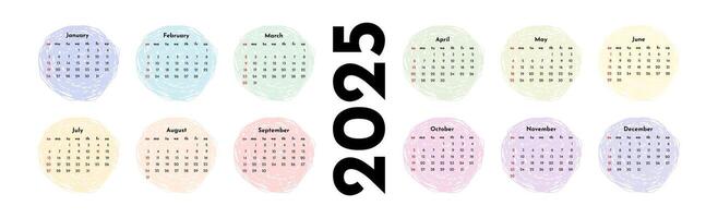 Calendar for 2025 isolated on a white background vector