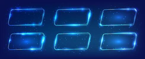 Neon double rounded parallelogram frame vector