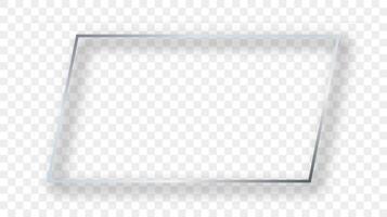Silver glowing rectangular shape frame with shadow vector