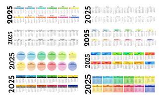 Set of calendars for 2025 isolated on a white background vector