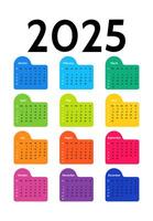Calendar for 2025 isolated on a white background vector
