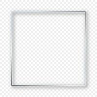 Silver glowing square frame with shadow vector