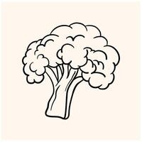 illustration of broccoli With illustration style doodle and line art vector