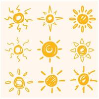 Sun doodle With illustration style doodle and line art vector