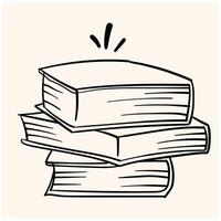 hand drawn stack of books With illustration style doodle and line art vector