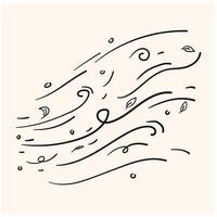 Leaf wind With illustration style doodle and line art vector