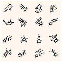 Set of comets With illustration style doodle and line art vector