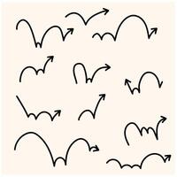 Bounce effect arrows set With illustration style doodle and line art vector