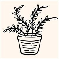 Cute houseplant in flower pot with background cream vector