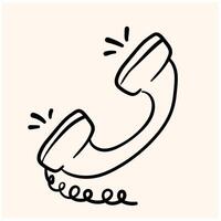 Hand Drawn Telephone With illustration style doodle and line art vector