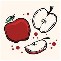 Set of apples With illustration style doodle and line art vector
