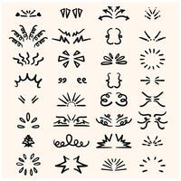 Doodle line sparkles and rays With illustration style doodle and line art vector