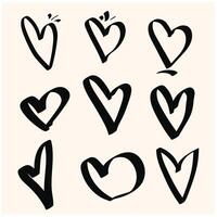 Heart drawing in set With illustration style doodle and line art vector