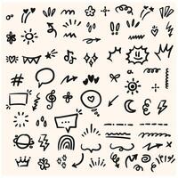 Hand drawn line elements With illustration style doodle and line art vector