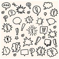 speech bubbles With illustration style doodle and line art vector