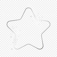 Silver glowing rounded star shape frame with sparkles vector