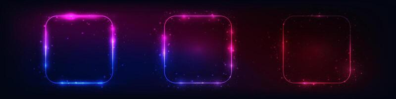 Set of neon frames with shining effects vector