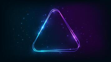 Neon rounded triangle frame with shining effects vector