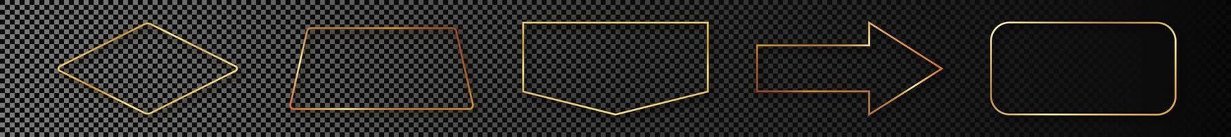 Gold glowing different geometric shape frame vector