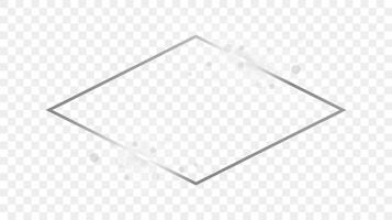 Silver glowing rhombus shape frame with sparkles vector