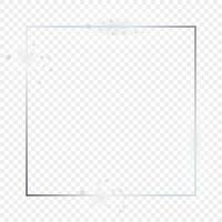 Silver glowing square frame with sparkles vector