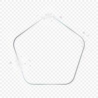 Silver glowing rounded pentagon shape frame with sparkles vector