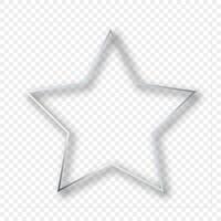 Silver glowing star shape frame with shadow vector